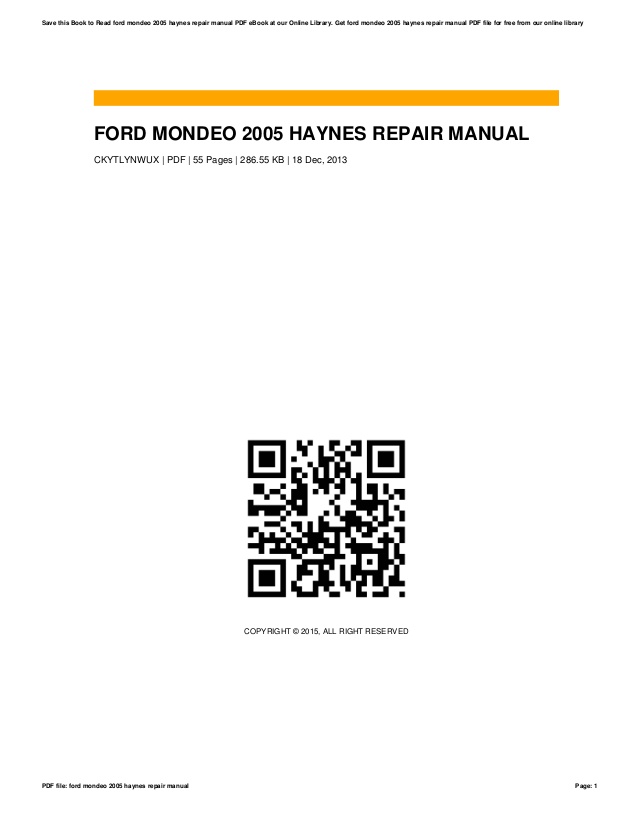 Ford Mondeo 2001 Manual Free Download